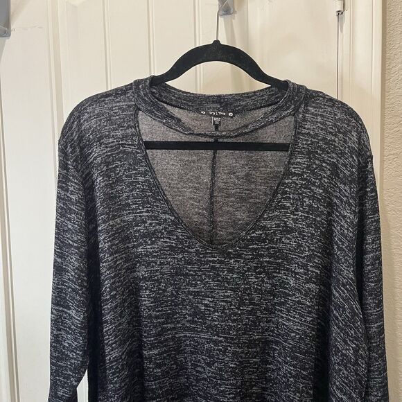 Try This Gray Heathered Space Dye Long Sleeve V Neck Dress Womens Size 2X - Picture 2 of 10